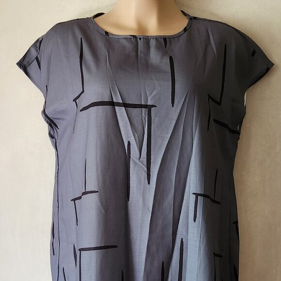 Emery Rose column dress sz 2X gray black graphic print lightweight EUC - Picture 1 of 3